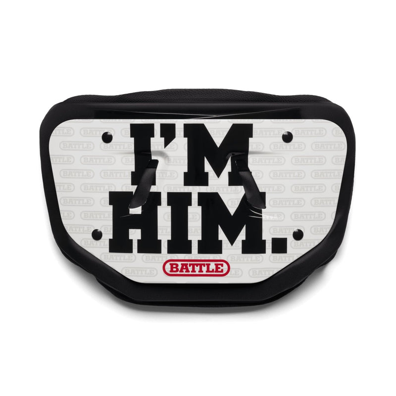 White I'm HIM Football Back Plate by Battle Sports