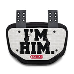 White I'm HIM Football Back Plate by Battle Sports