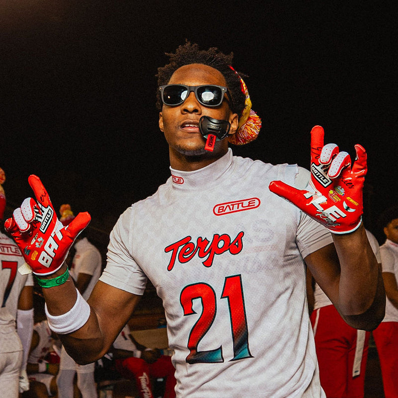 Racing Doom Speed Receiver Football Gloves by Battle Sports