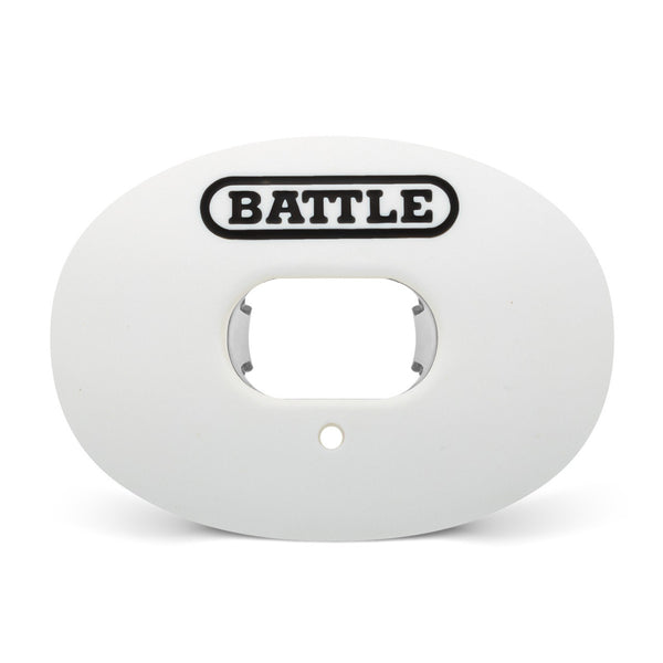 White: Oxygen Convertible Strap Football Mouthguard by Battle Sports
